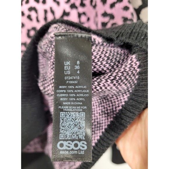 NWOT Asos Sweater Womens Pullover Leopard Cheetah Long Sleeve Green purple - Picture 3 of 6